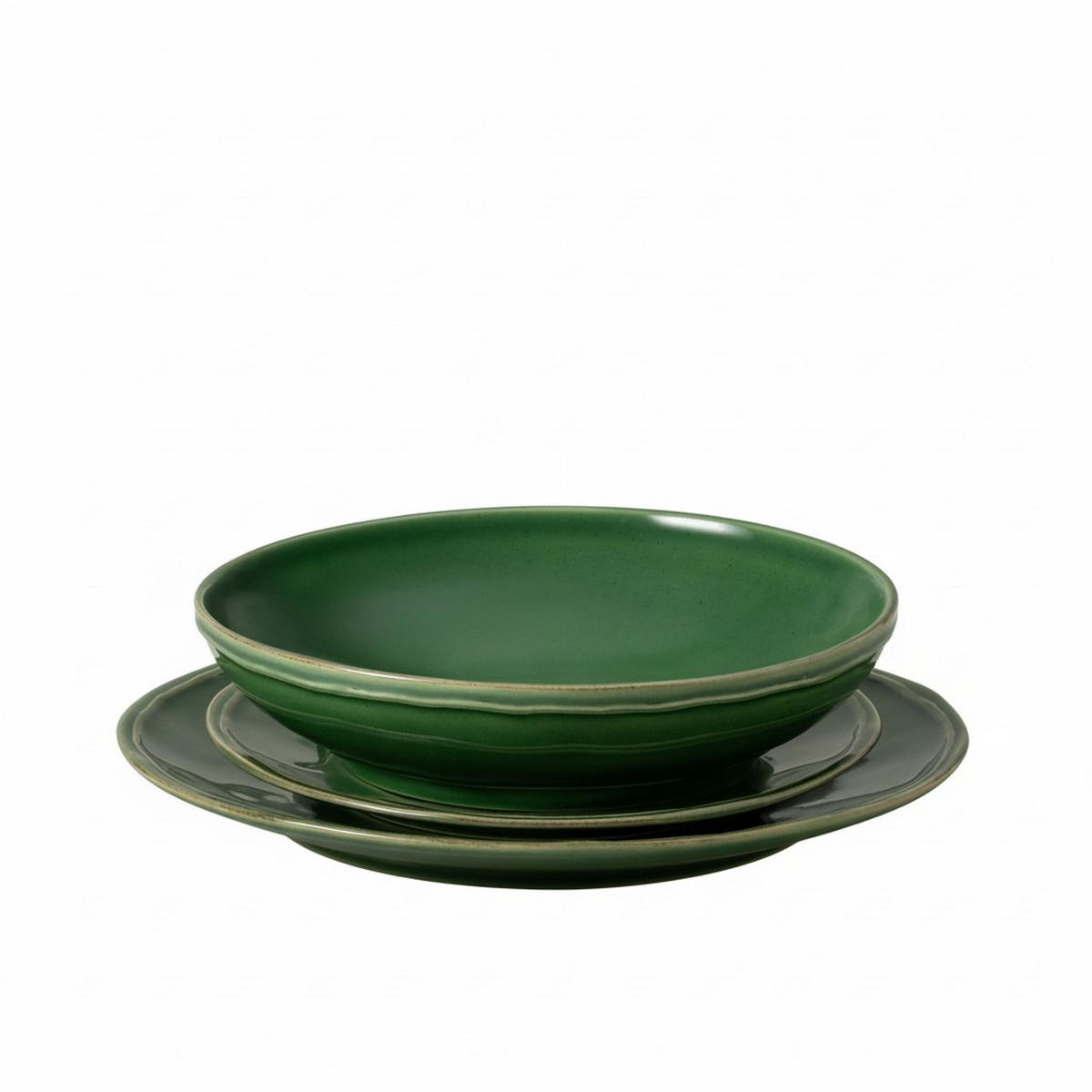 KOMBISERVICE Dunkelgrün FONTANA 12-teilig 4 Personen  - Dunkelgrün, Basics, Keramik - Costa Nova