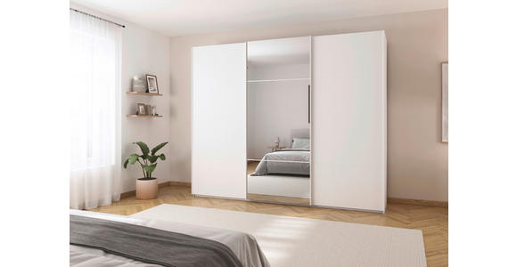 SCHWEBETÜRENSCHRANK 301/223/68 cm 3-türig Weiß - Weiß, KONVENTIONELL, Glas/Holzwerkstoff (301/223/68cm) - Novel