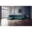 ECKSOFA Türkis Feincord  - Türkis/Schwarz, Design, Textil/Metall (205/280cm) - Xora