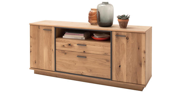 SIDEBOARD Asteiche furniert Anthrazit, Eichefarben Einlegeböden  - Eichefarben/Anthrazit, KONVENTIONELL, Holz/Holzwerkstoff (180/81/44cm) - Landscape