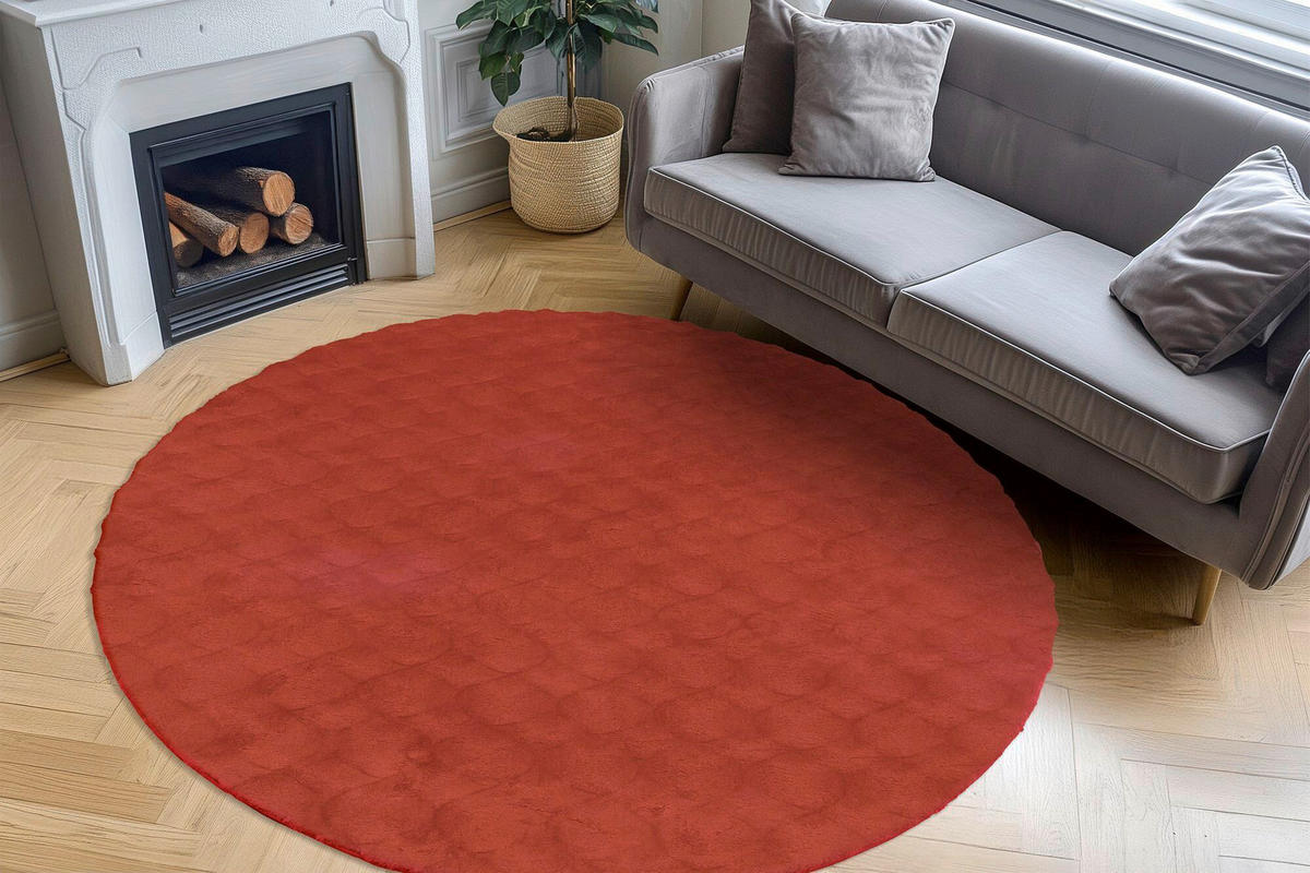 HOCHFLORTEPPICH 120/120 cm Rot rund  - Rot, Basics, Textil (120/120cm) - Kayoom