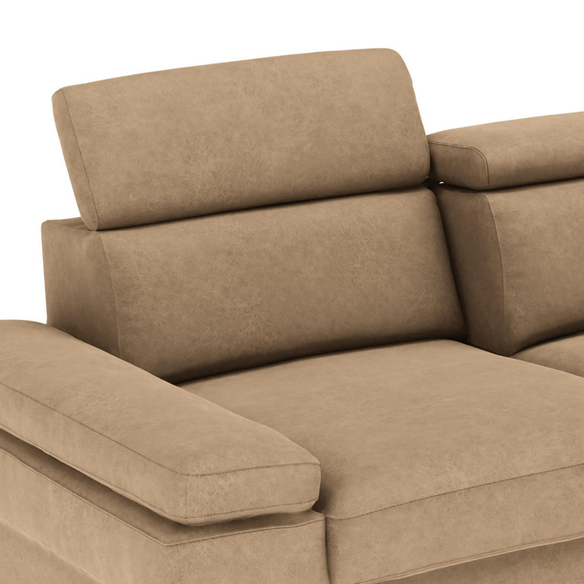 CANAPÉ D'ANGLE in Mikrofaser Sandfarben  - Sandfarben/Silberfarben, Konventionell, Textil/Metall (182/82/259cm) - Trendmanufaktur