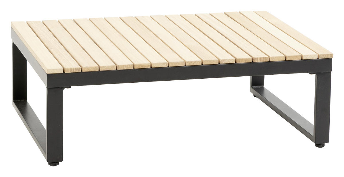 LOUNGEGARNITUR Akazie massiv, Hartholz Aluminium  - Anthrazit/Braun, MODERN, Holz/Textil (178/68/228,5cm) - Gardenson