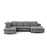 WOHNLANDSCHAFT in Chenille Dunkelgrau  - Chromfarben/Dunkelgrau, Design, Textil/Metall (212/353/165cm) - Livetastic
