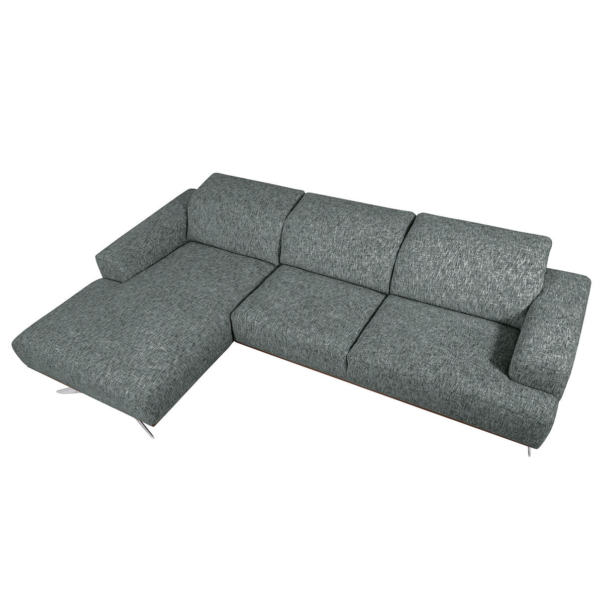 ECKSOFA PORTLAND Anthrazit Struktur Kopfteilverstellung  - Chromfarben/Dunkelbraun, Design, Holz/Textil (187/295cm) - Livetastic