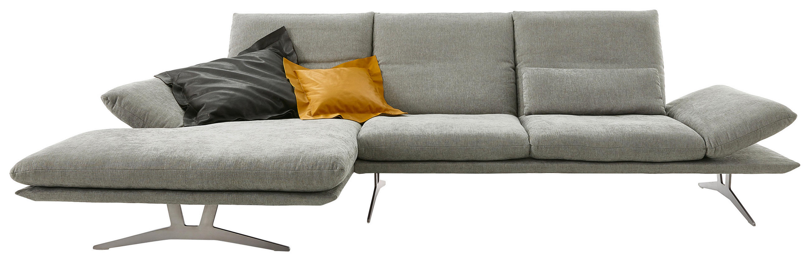 ECKSOFA in Flachgewebe Grau  159/314 cm  - Grau, Design, Textil/Metall (159/314cm) - Koinor