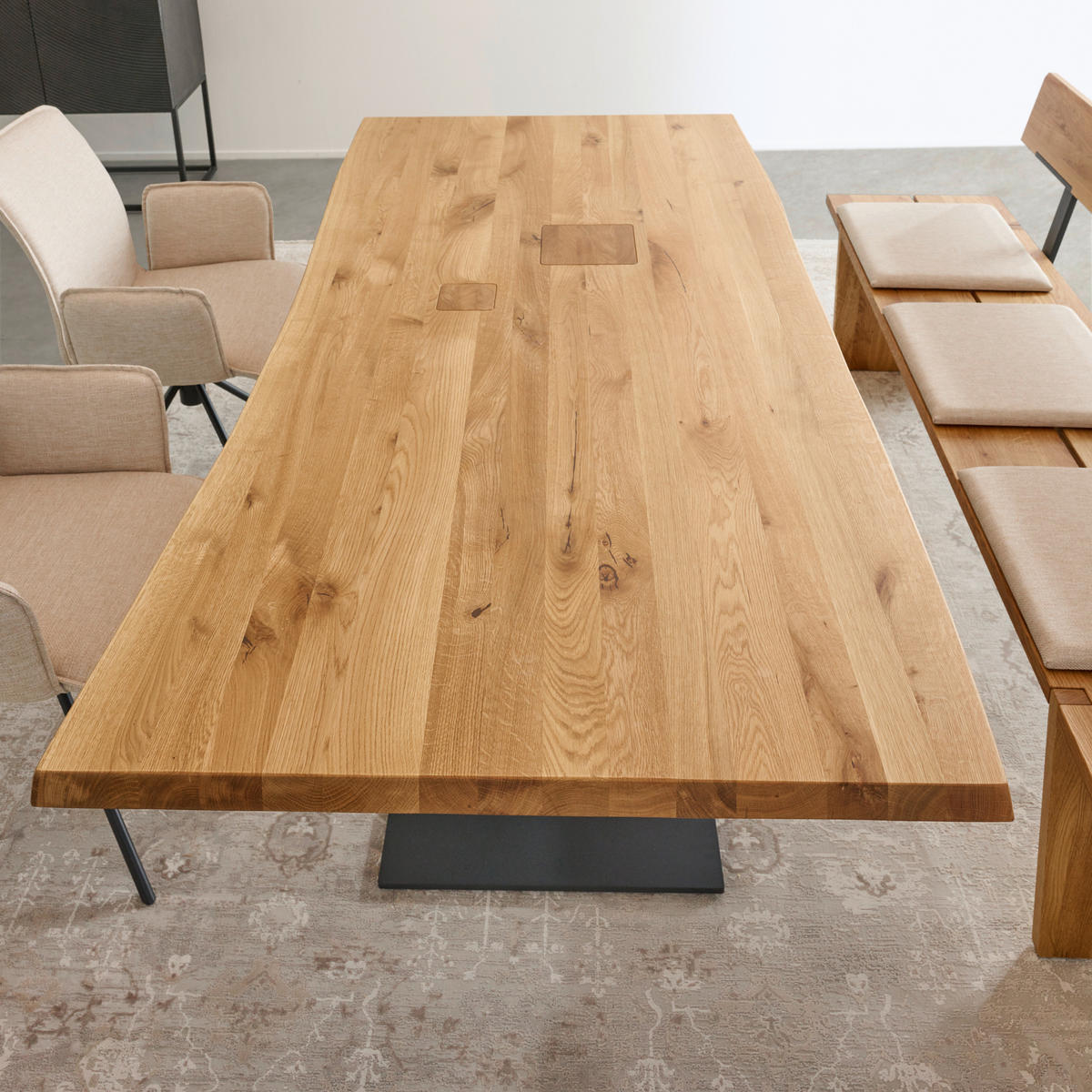ESSTISCHHolz 220/95/76 cm  - Eichefarben/Anthrazit, Konventionell, Holz/Metall (220/95/76cm) - Cassando