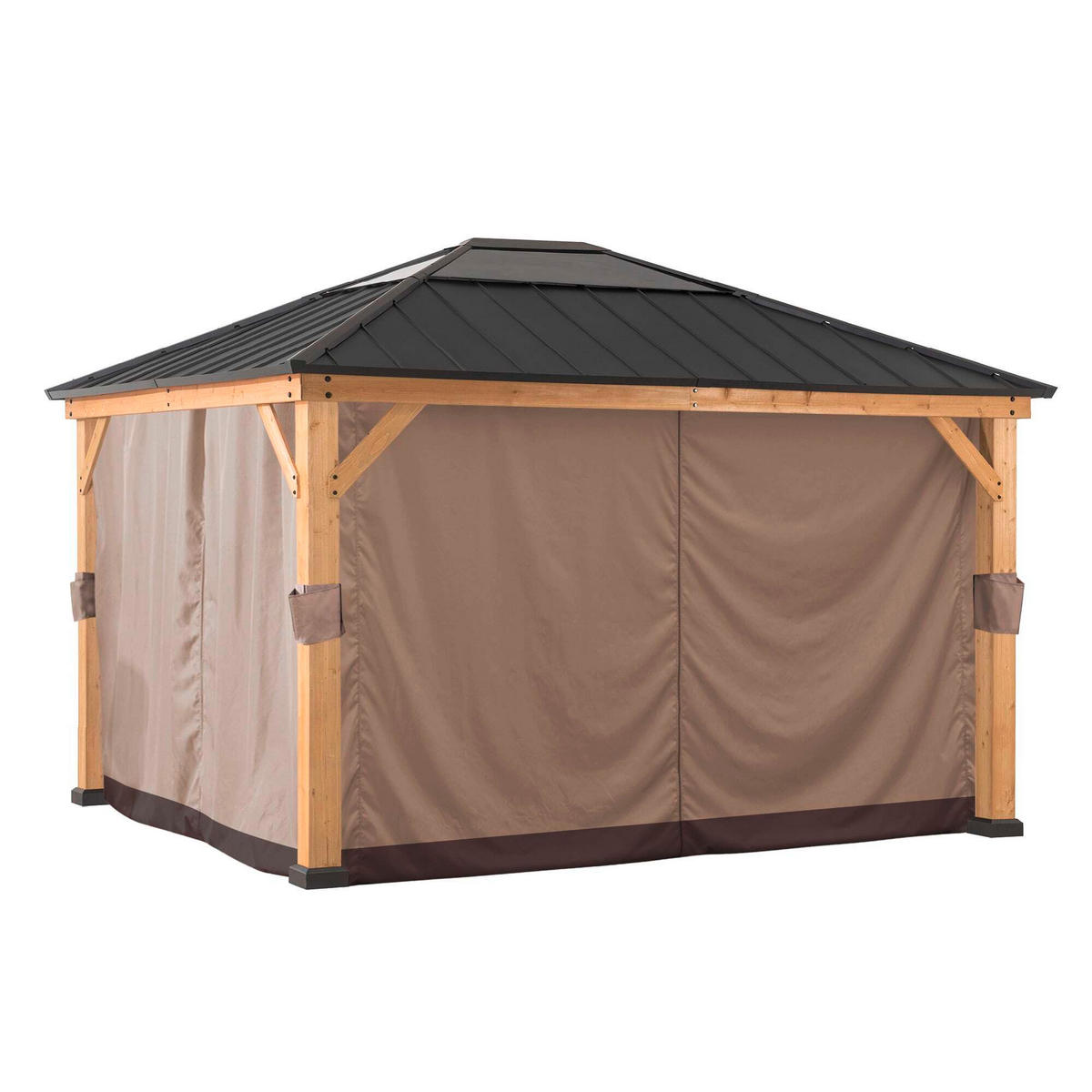 PAVILLON-SEITENTEIL  - Hellbraun, Basics, Textil (399/220cm) - Modante
