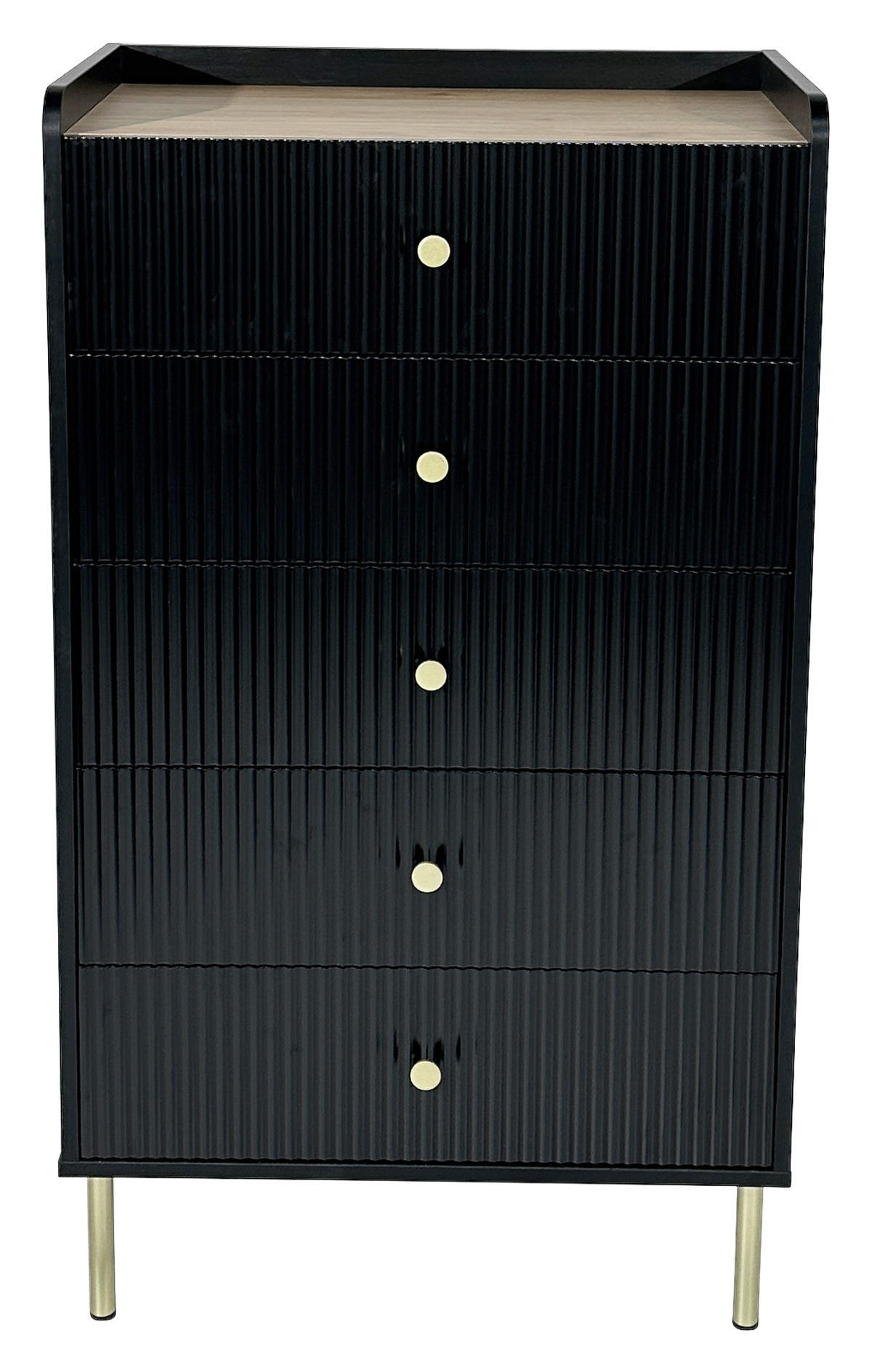 KOMMODE - Eichefarben/Goldfarben, Design, Holzwerkstoff/Metall (70/121,6/40cm) - Xora