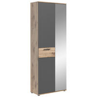 GARDEROBENSCHRANK  in 70/200/37 cm  - Eichefarben/Schwarz, MODERN, Holzwerkstoff/Kunststoff (70/200/37cm) - MID.YOU