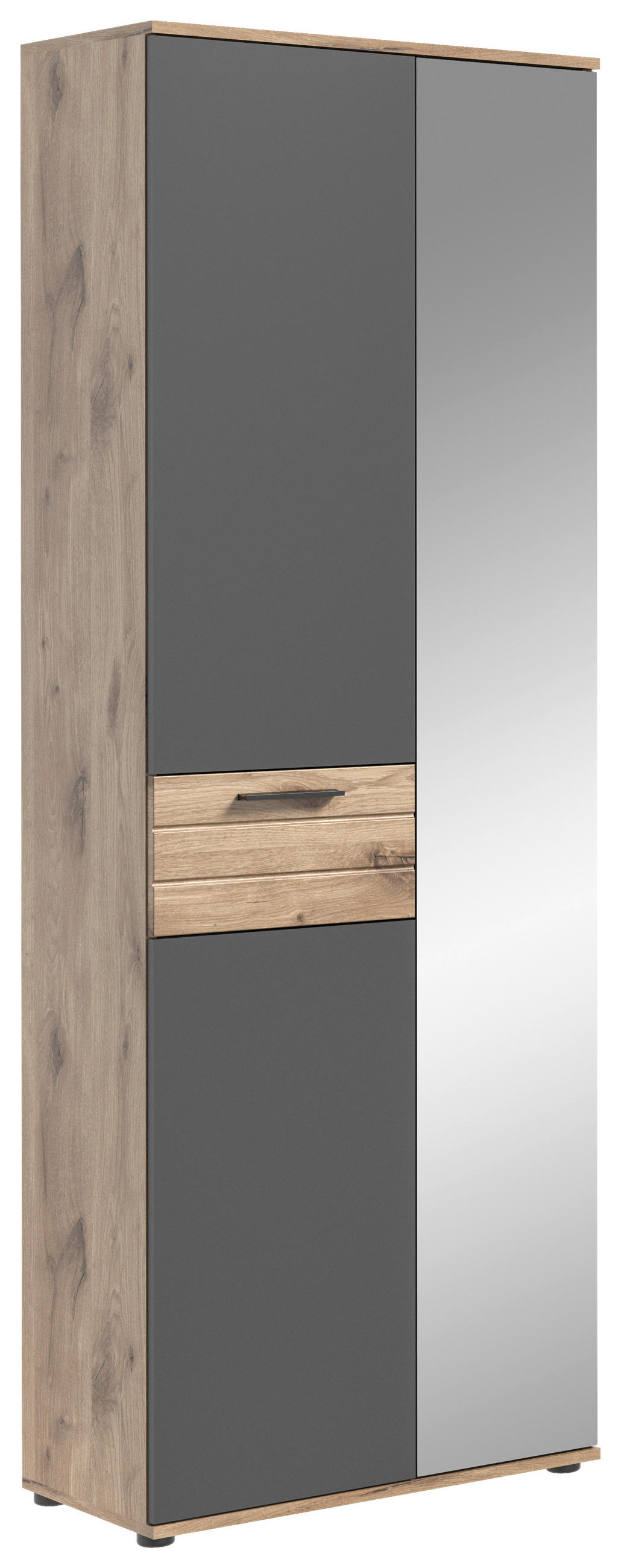 Garderobenschrank Mason Eiche/ Grau Mit Spiegel B: 70 Cm