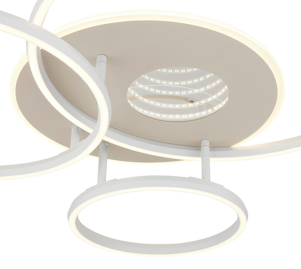 LED-DECKENLEUCHTE Invertina 80,7/70/13 cm  - Sandfarben/Chromfarben, Design, Kunststoff/Metall (80,7/70/13cm) - Globo