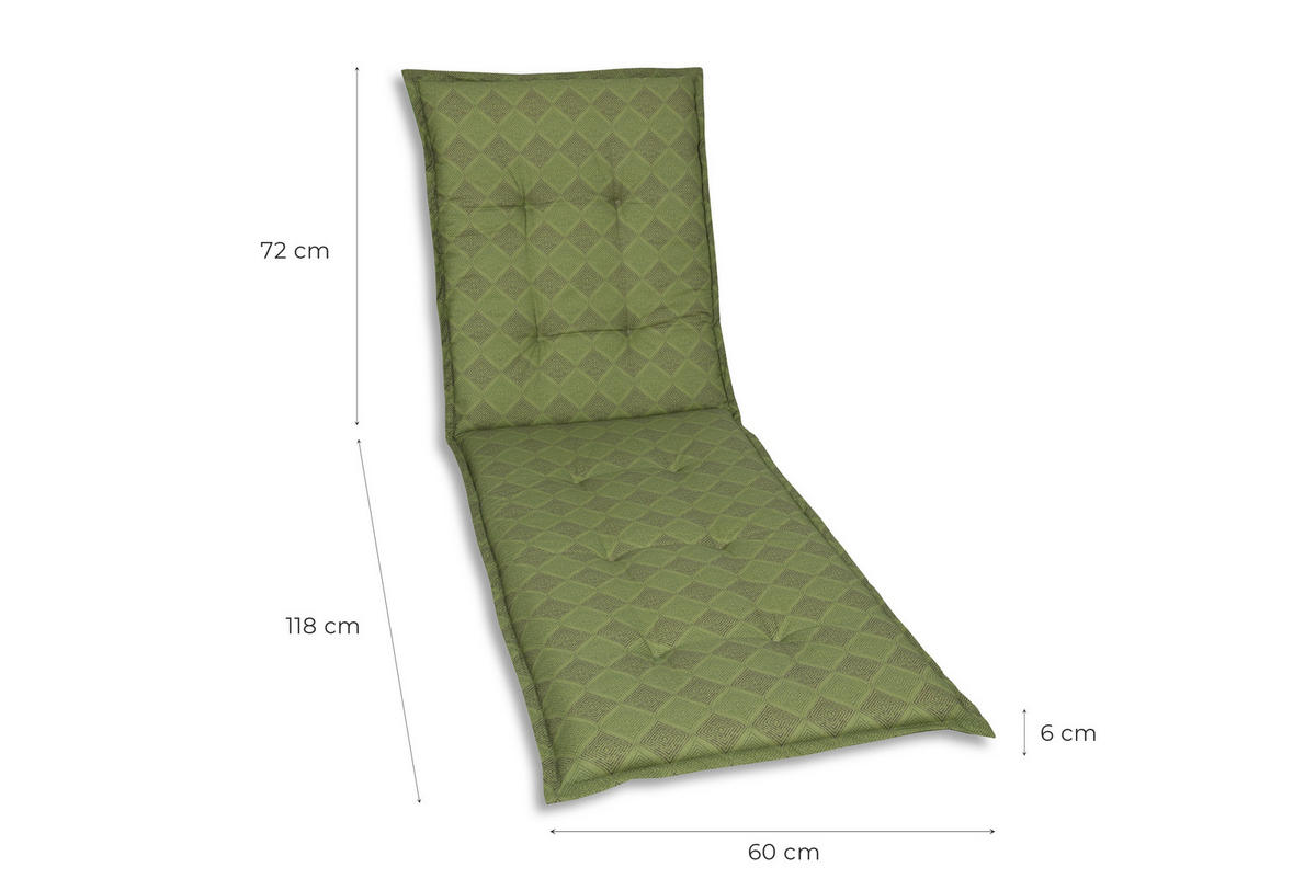 LIEGENAUFLAGE in Grün Raute  - Grün, Basics, Textil (60/6/190cm)