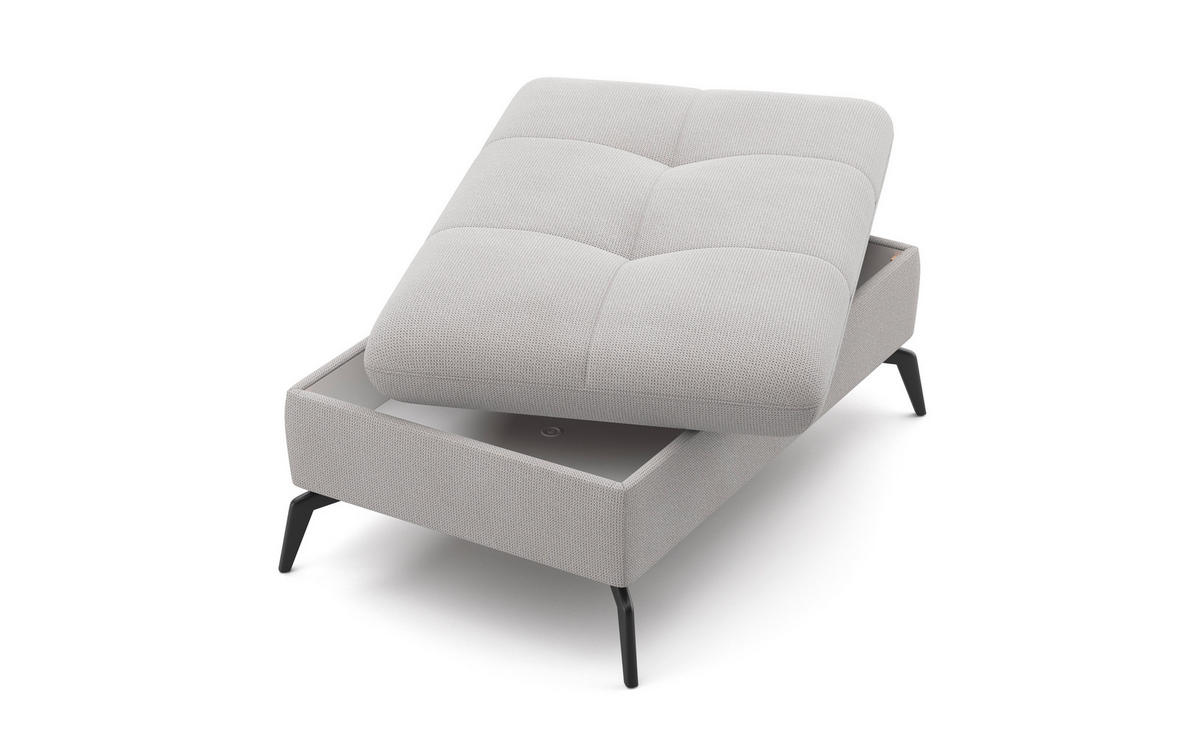 HOCKER Flachgewebe Silberfarben  - Silberfarben/Schwarz, KONVENTIONELL, Textil/Metall (102/47/69cm) - Sit & More