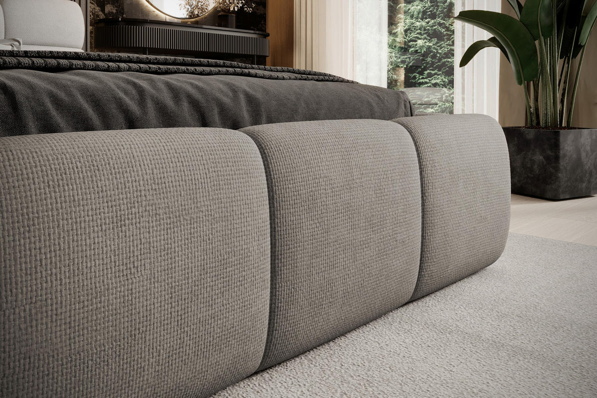 POLSTERBETT 180/200 cm  Hellbraun  - Hellbraun/Schwarz, Design, Kunststoff/Textil (180/200cm) - Esposa