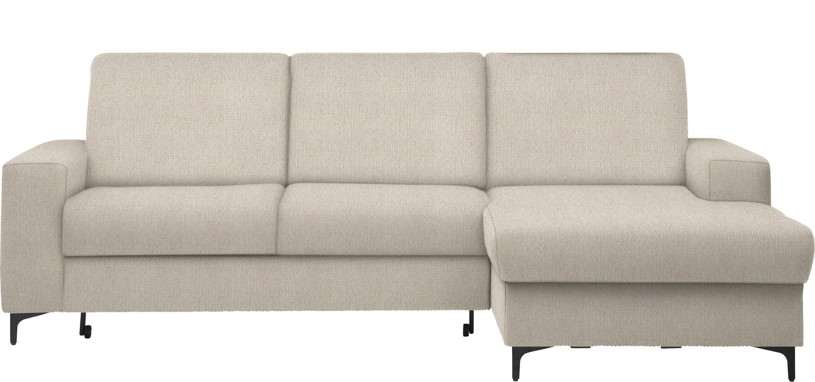 ECKSOFA in Webstoff Beige  - Beige/Schwarz, KONVENTIONELL, Textil/Metall (247/167cm) - Stylife