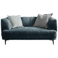 2-SITZER-SOFA in Flachgewebe Blau  - Blau/Schwarz, Design, Textil/Metall (166/77/106cm) - MID.YOU