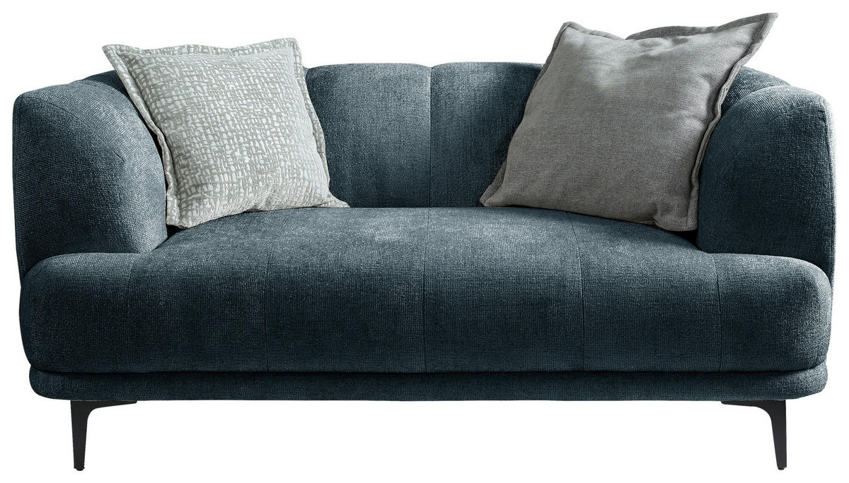 2-SITZER-SOFA in Flachgewebe Blau  - Blau/Schwarz, Design, Textil/Metall (166/77/106cm) - MID.YOU