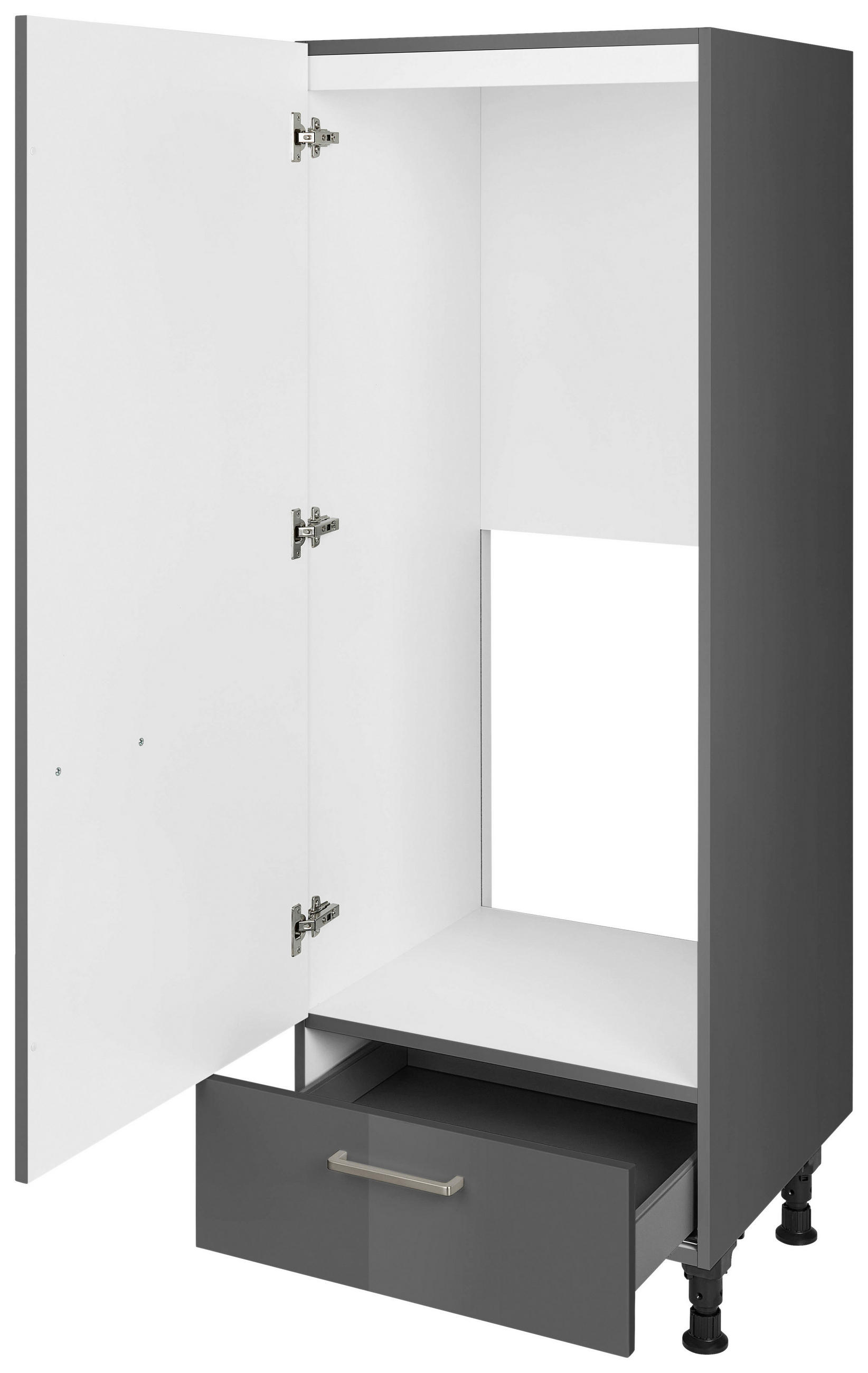 GERÄTEUMBAUSCHRANK 60/168/58 cm in Schieferfarben - Schieferfarben/Edelstahlfarben, MODERN, Holzwerkstoff/Metall (60/168/58cm) - Nobilia