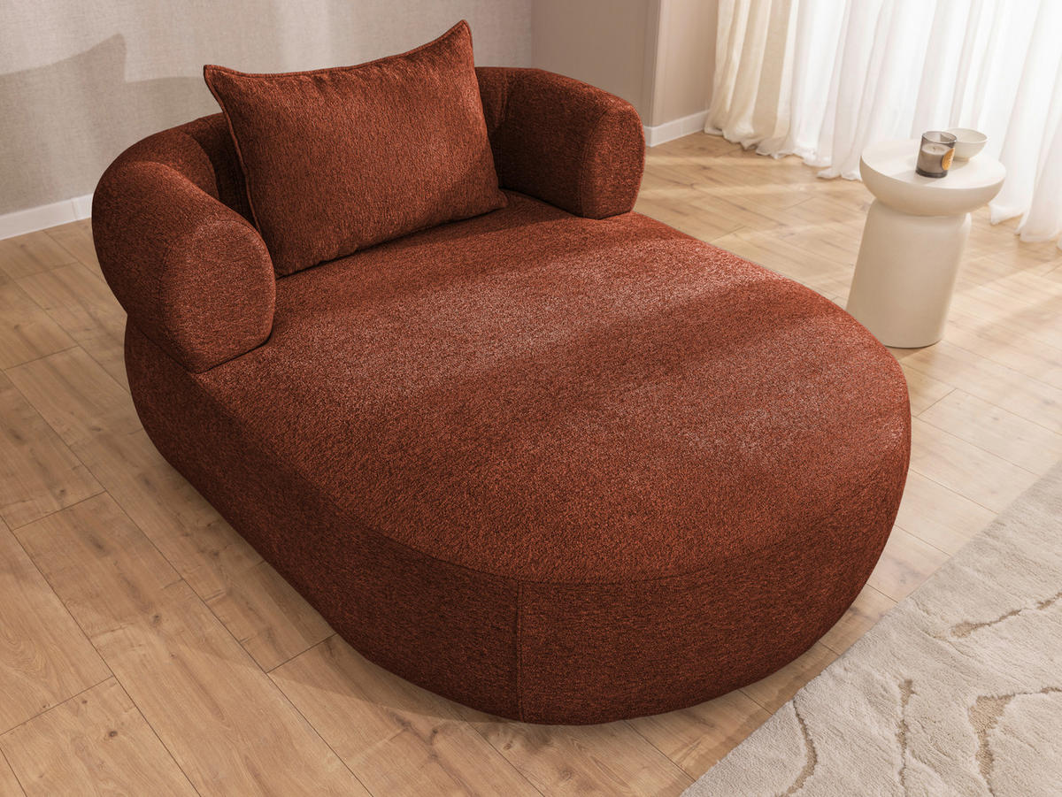 XXL-SESSEL Chenille Rostfarben    - Rostfarben/Schwarz, Design, Kunststoff/Textil (122/76/156cm) - Livetastic