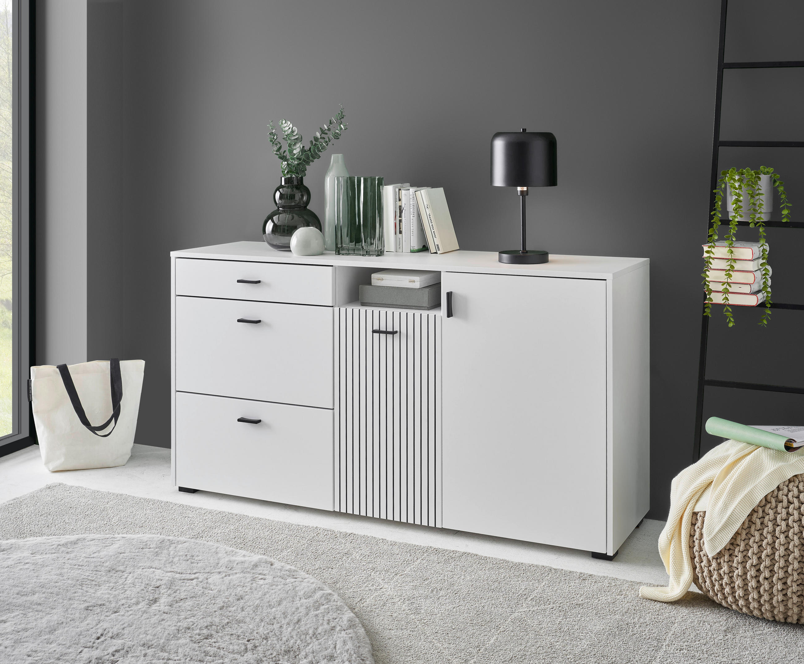 SIDEBOARD  in 150/80/42 cm  - Schwarz/Weiß, Design, Holzwerkstoff/Kunststoff (150/80/42cm) - MID.YOU