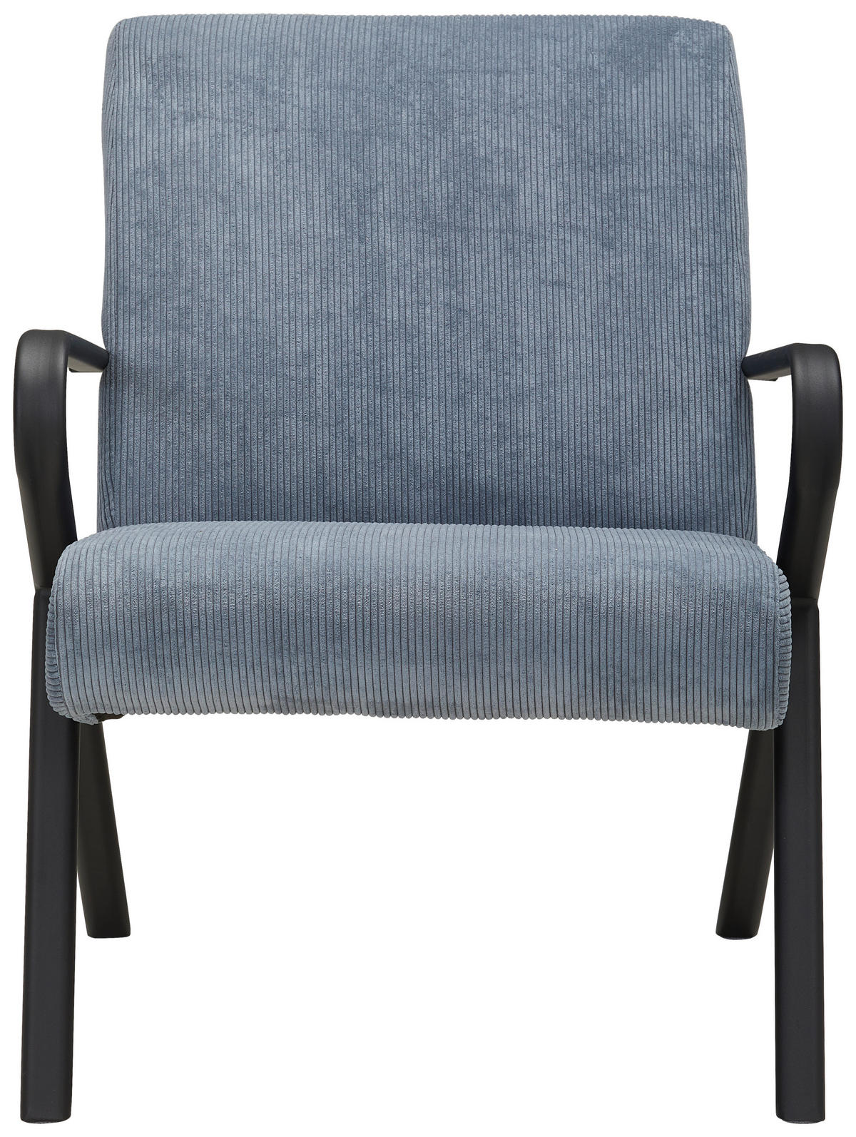 SESSEL in Cord Graublau  - Graublau/Schwarz, Design, Textil/Metall (64/83/82cm) - Hom`in