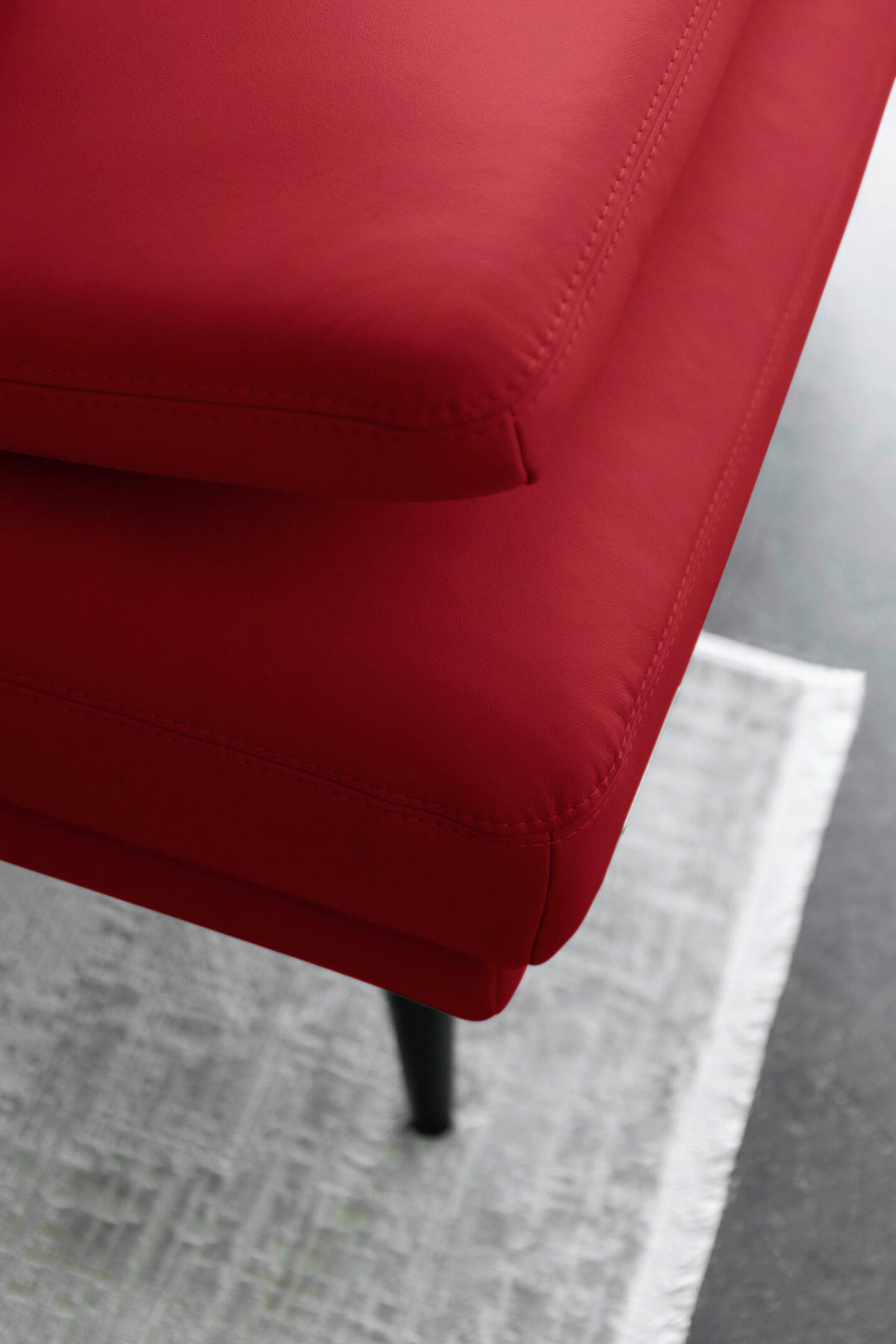ECKSOFA Echtleder Rot  - Rot/Schwarz, Konventionell, Leder/Metall (301/180cm) - Joop!