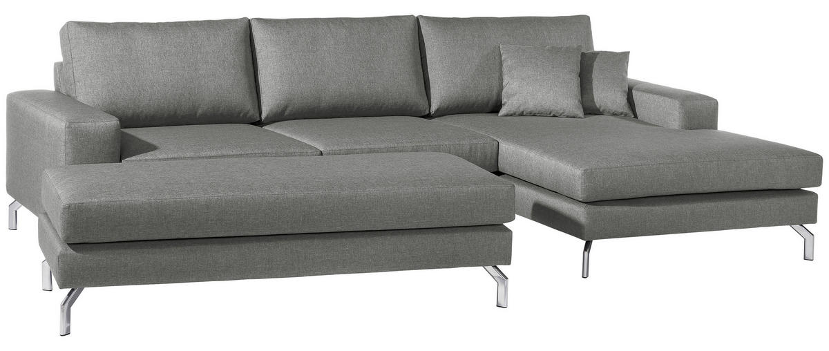 HOCKER Flachgewebe Hellgrau  - Silberfarben/Hellgrau, Design, Textil/Metall (155/45/67cm) - Max Winzer