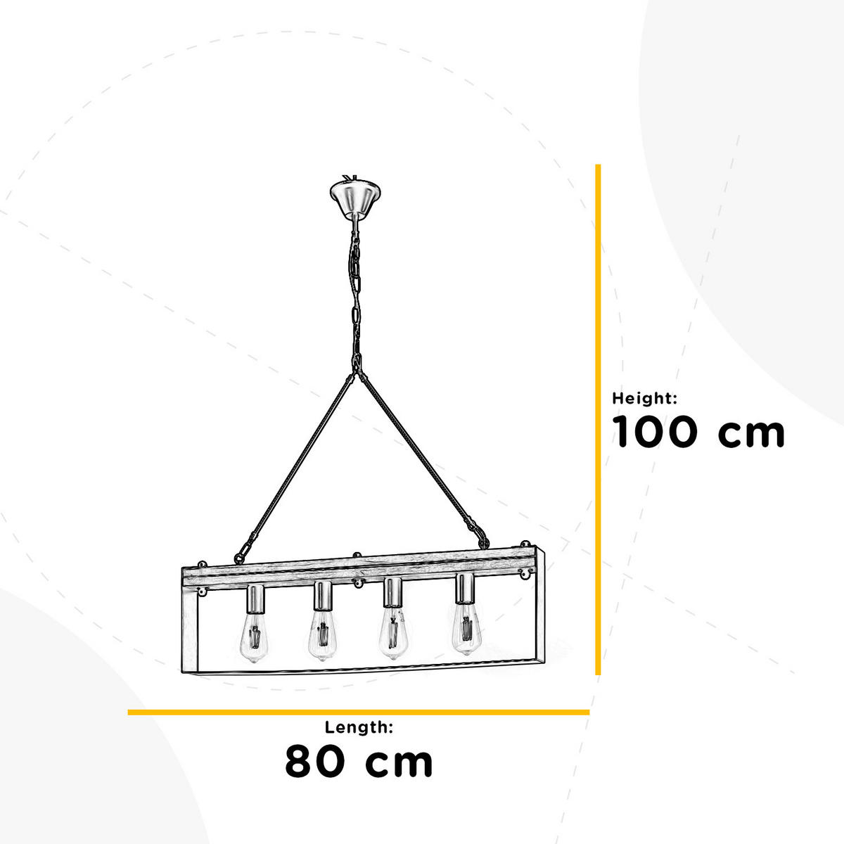 HÄNGELEUCHTE 80/8/100 cm   - Schwarz/Braun, Natur, Holz/Metall (80/8/100cm)