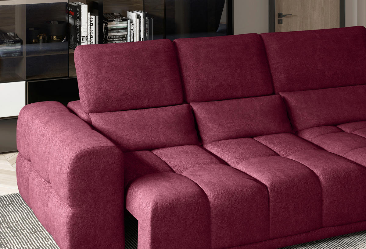 HÖRNSOFFA i chenille mörkröd  - mörkröd/svart, Klassisk, textil/plast (290/203cm) - MID.YOU