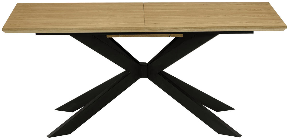ESSTISCH 180-230/90/76 cm Echtholz, Nachbildung  Holz, Metall, Holzwerkstoff ausziehbar rechteckig Schwarz, Eichefarben  - Eichefarben/Schwarz, MODERN, Holz/Holzwerkstoff (180-230/90/76cm) - P & B