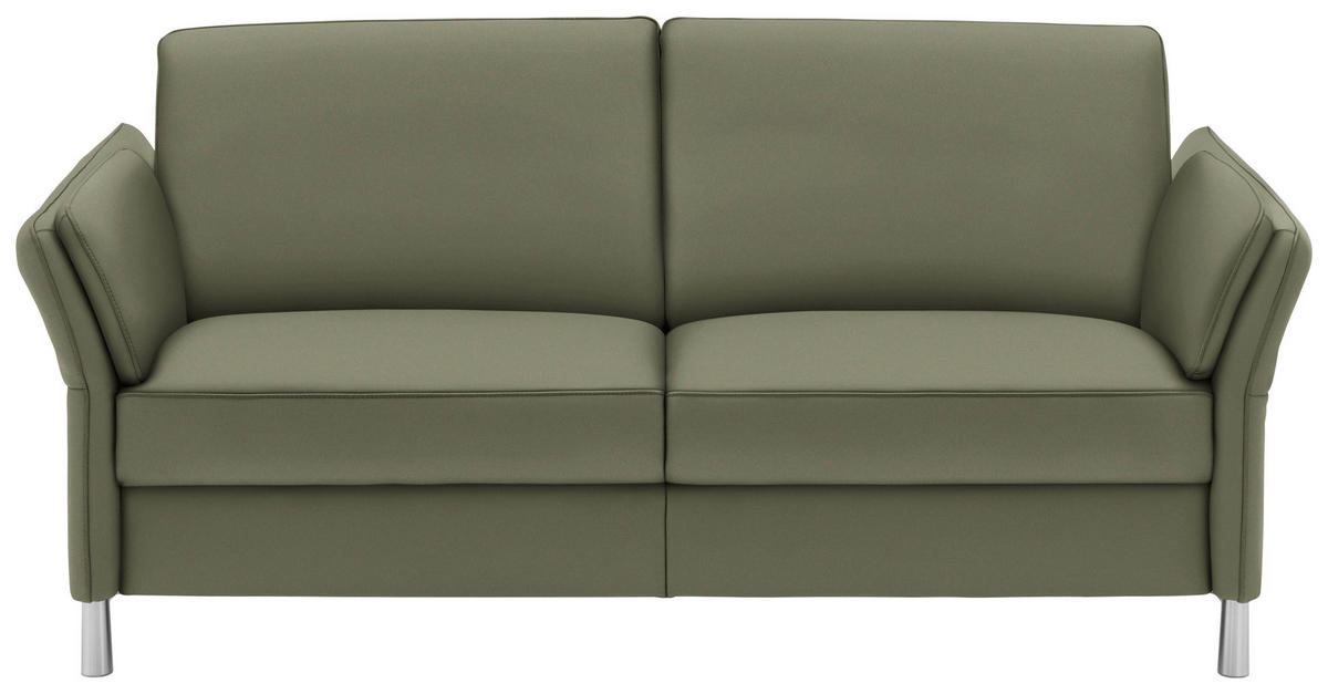 2,5-SITZER in Echtleder Olivgrün  - Alufarben/Olivgrün, Design, Leder/Metall (164cm) - Dieter Knoll