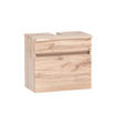 WASCHBECKENUNTERSCHRANK 61/55/40 cm  - Eiche Wotan/Silberfarben, Natur, Holzwerkstoff/Kunststoff (61/55/40cm) - Xora