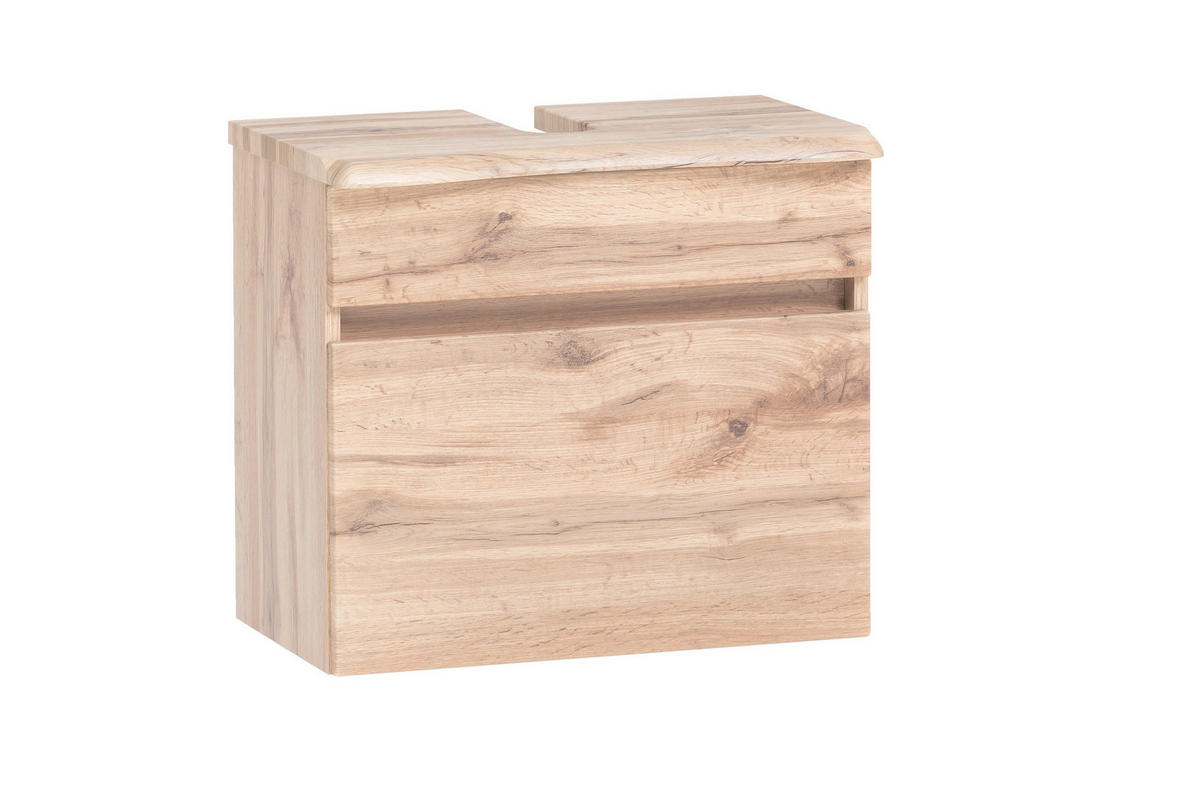 WASCHBECKENUNTERSCHRANK 61/55/40 cm  - Eiche Wotan/Silberfarben, Natur, Holzwerkstoff/Kunststoff (61/55/40cm) - Xora