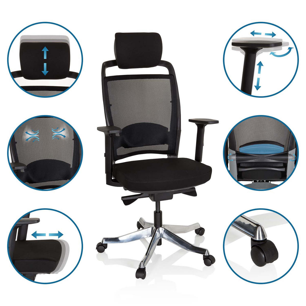 SNURRSTOL  i nätklädsel, flatväv svart  - silver/svart, Modern, metall/textil (68/120/55cm) - MID.YOU