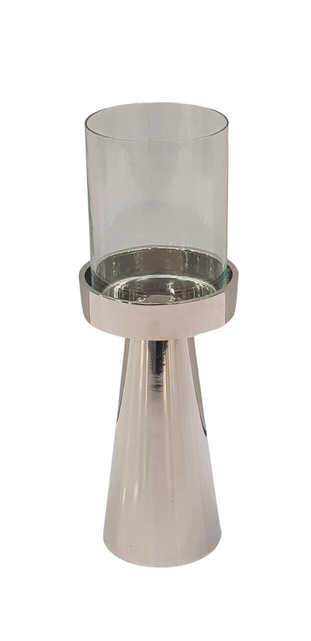 KERZENHALTER - Chromfarben/Nickelfarben, LIFESTYLE, Glas/Metall (9/25cm) - Ambia Home