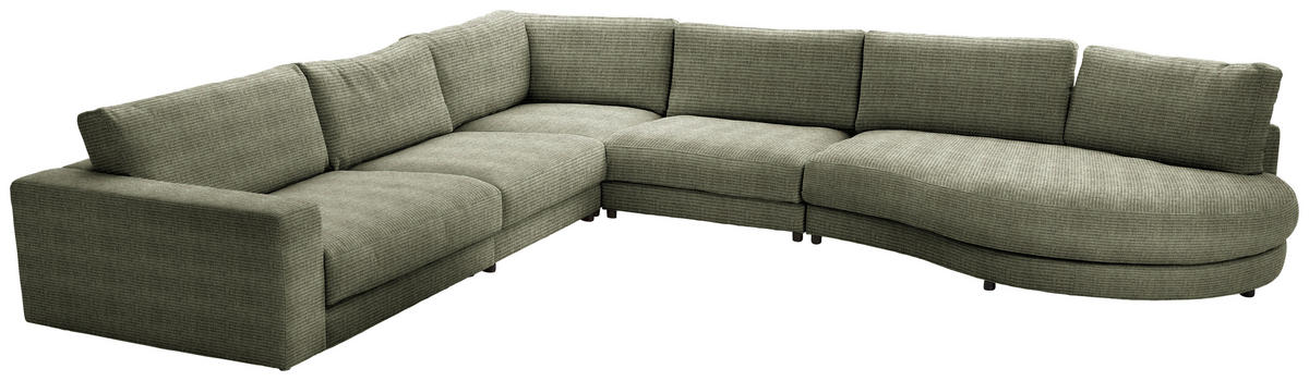 ECKSOFA in Chenille, Cord Grün  365/425 cm  - Schwarz/Grün, Design, Kunststoff/Textil (365/425cm) - Lomoco