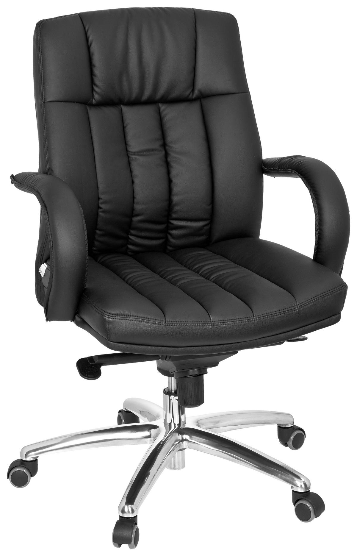 CHEFSESSEL Lederlook Schwarz  - Silberfarben/Schwarz, Basics, Kunststoff/Textil (62/113/59cm) - MID.YOU