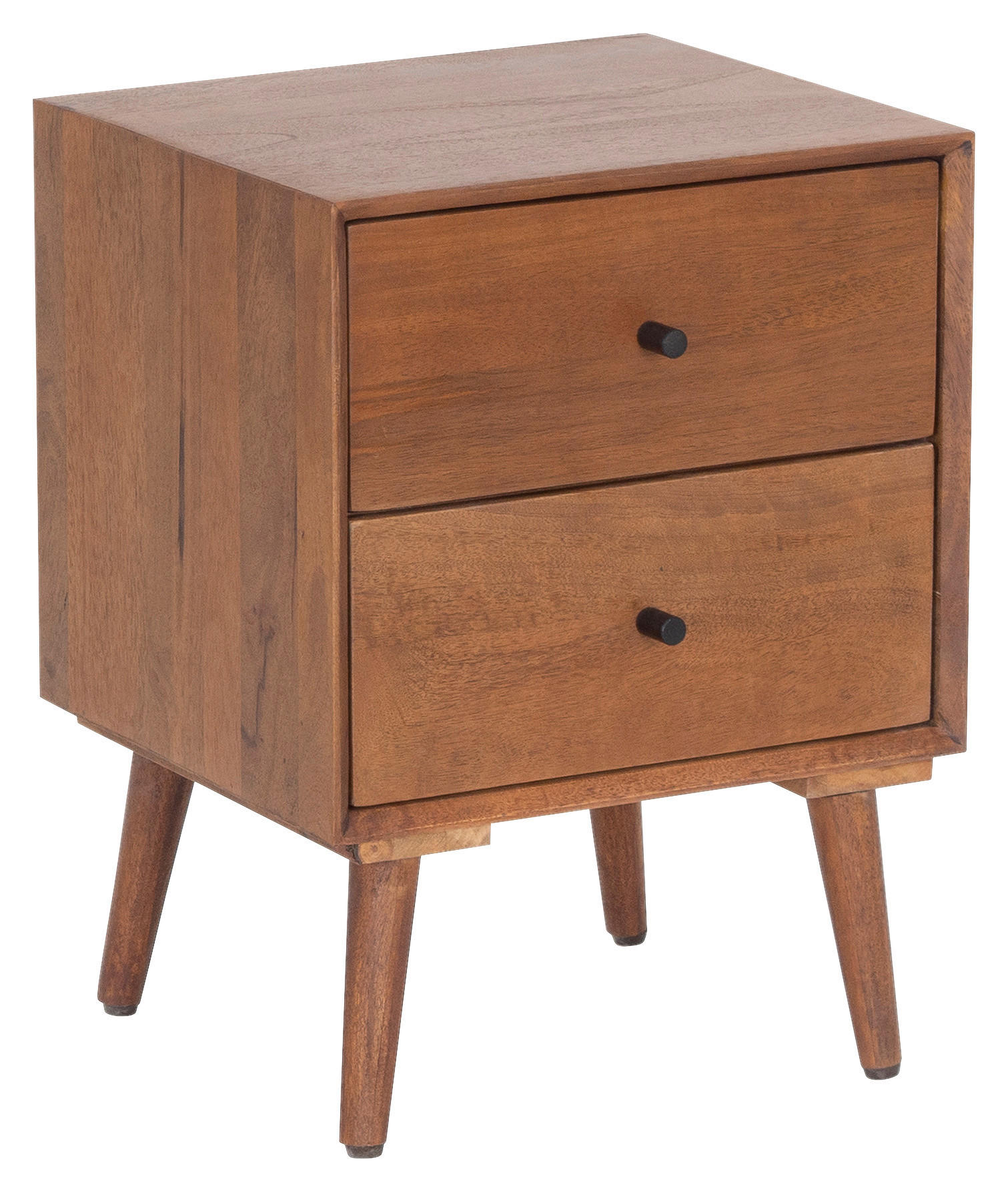 NACHTKÄSTCHEN 40/50/35 cm  in Hartholz Mangoholz Honig  - Schwarz/Honig, MODERN, Holz/Metall (40/50/35cm) - MID.YOU