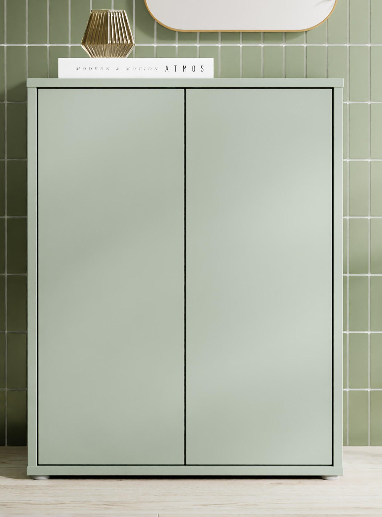 SCHUHSCHRANK 75/100/35 cm  - Salbeigrün/Grau, MODERN, Holzwerkstoff/Kunststoff (75/100/35cm) - Xora