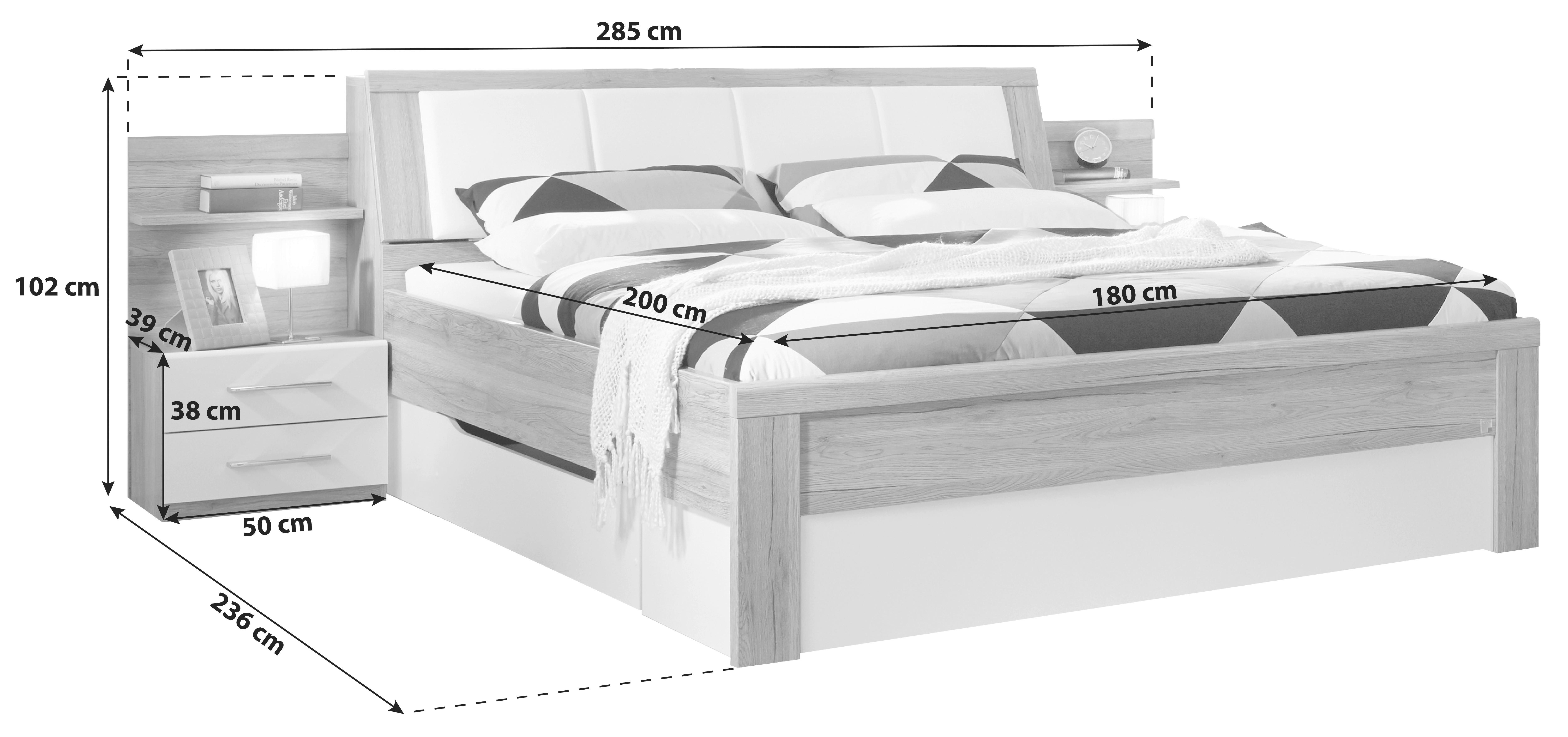 SÄNGSYSTEM 180/200 cm  i ek San Remo   - ek San Remo, Modern, träbaserade material (180/200cm) - Rauch Möbel