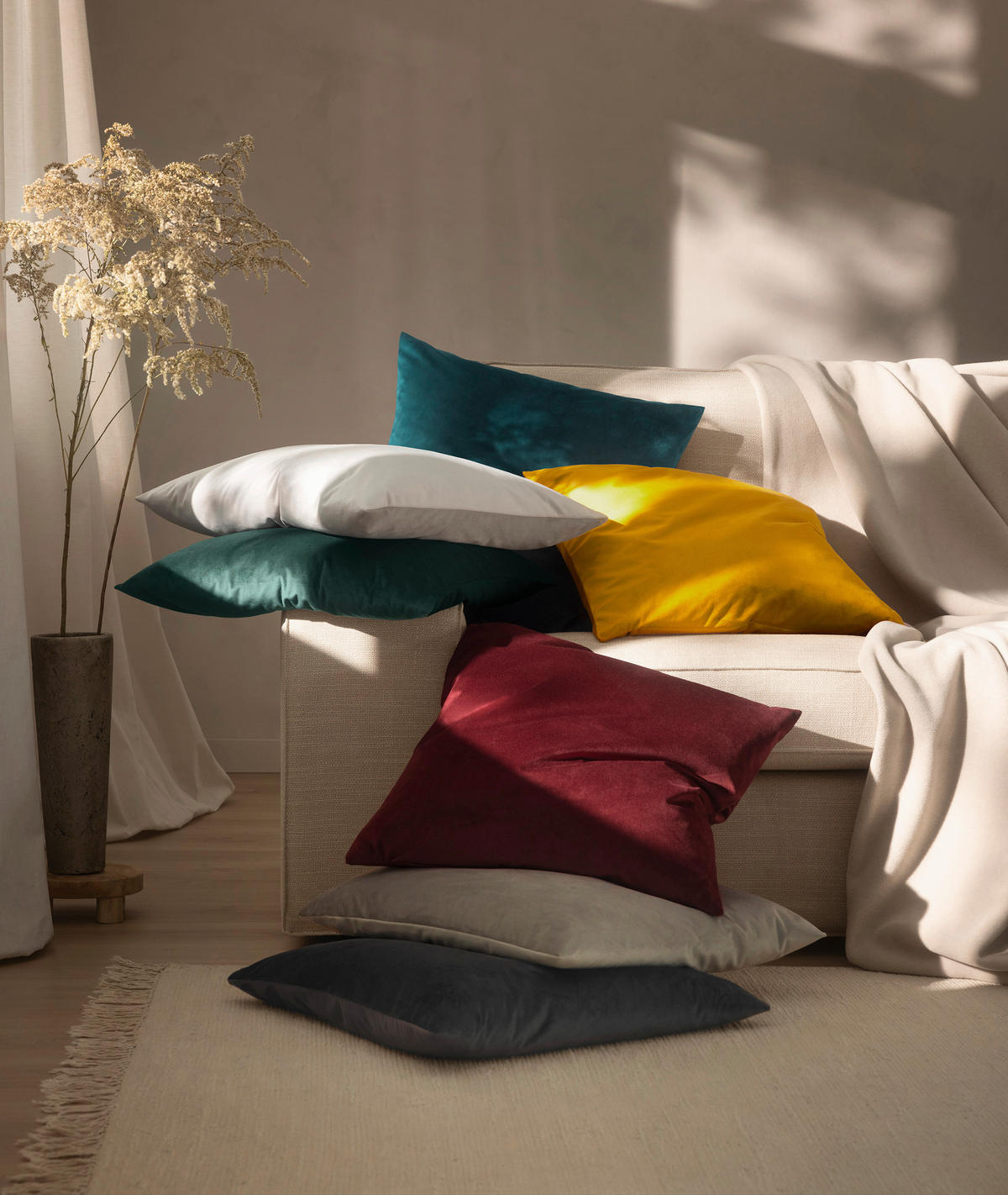 KISSENHÜLLE Home 50/50 cm  - Weinrot, Design, Textil (50/50cm) - Estella