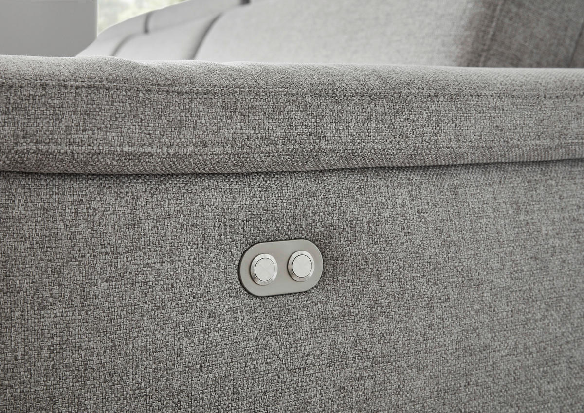 ECKSOFA in Flachgewebe Hellgrau  - Hellgrau/Schwarz, Konventionell, Textil/Metall (304/182cm) - Pure Home Comfort