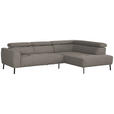 ECKSOFA in Webstoff Greige  280/205 cm  - Greige/Schwarz, Design, Textil/Metall (280/205cm) - Xora