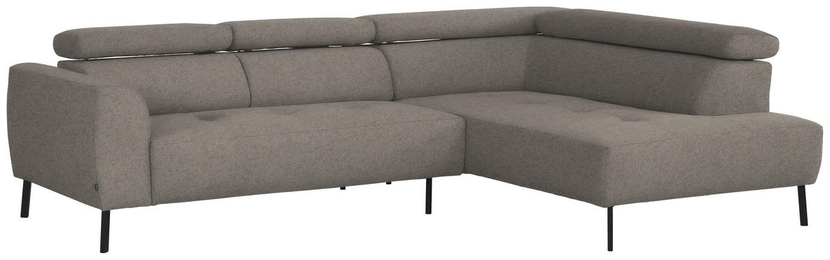 ECKSOFA in Webstoff Greige  - Greige/Schwarz, Design, Textil/Metall (280/205cm) - MID.YOU