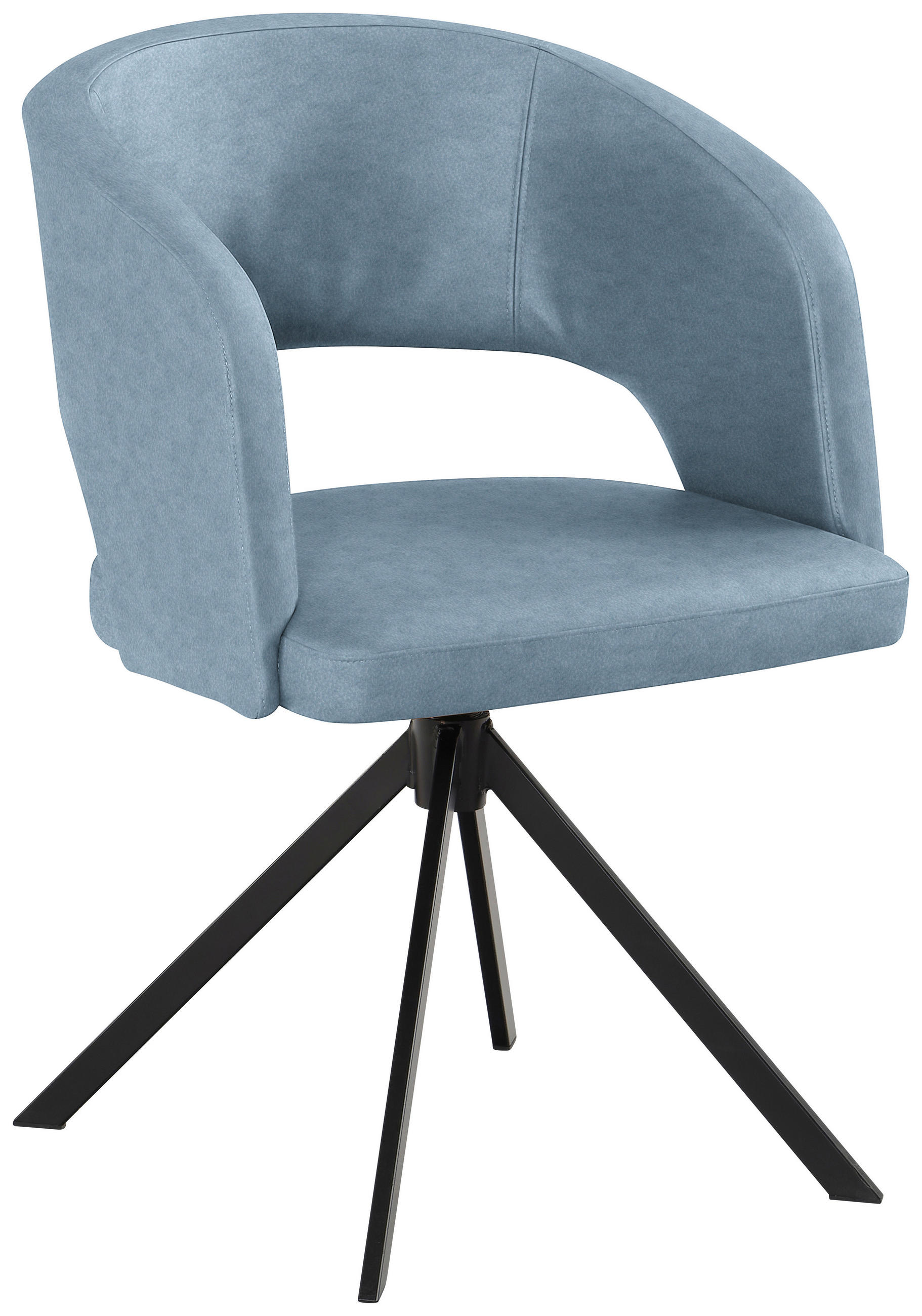 ARMLEHNSTUHL Stahl Lederlook (vegan)  - Schwarz/Hellblau, Konventionell, Textil/Metall (56/84/59cm) - Moderano