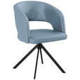 ARMLEHNSTUHL  Stoffauswahl, Sitzfläche 360° drehbar, inklusive Armlehnen, automatische Rückholfunktion Lederlook (vegan)  - Schwarz/Hellblau, KONVENTIONELL, Textil/Metall (56/84/59cm) - Moderano
