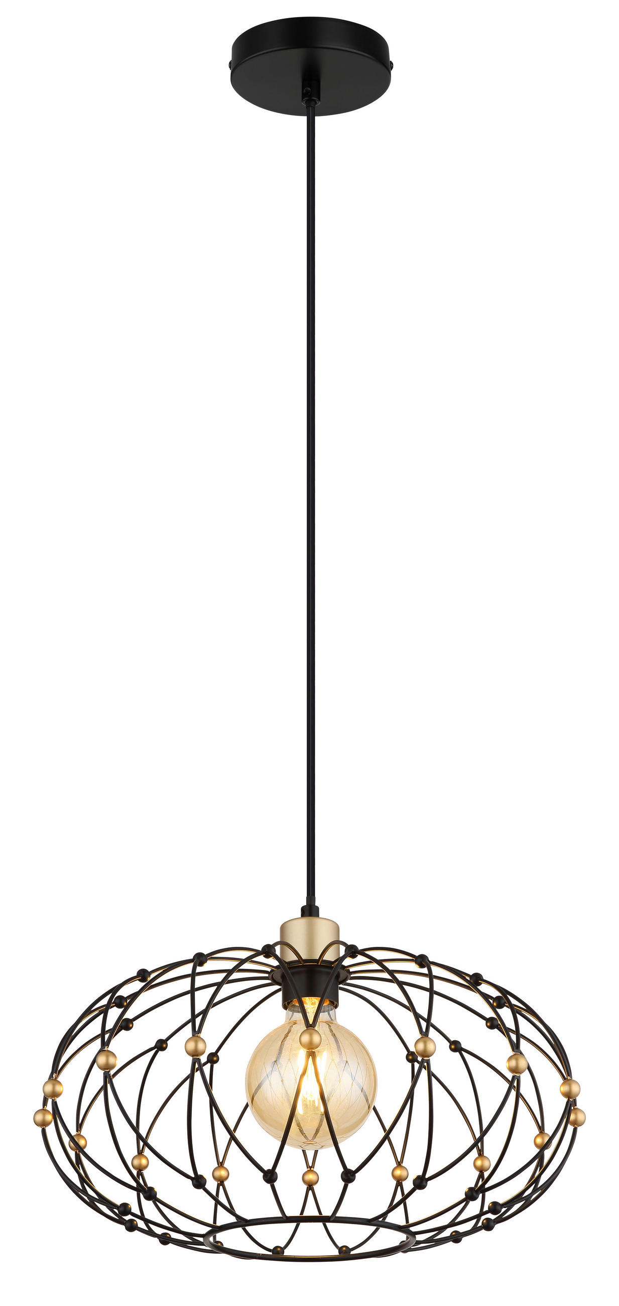 HÄNGELEUCHTE 40/150 cm  - Goldfarben/Schwarz, Design, Kunststoff/Metall (40/150cm) - Globo