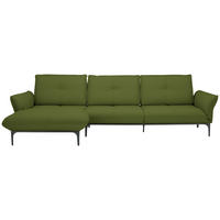 ECKSOFA in Echtleder Grün  - Schwarz/Grün, Design, Leder/Metall (182/325cm) - Valnatura