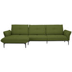 ECKSOFA in Echtleder Grün  - Schwarz/Grün, Design, Leder/Metall (182/325cm) - Valnatura